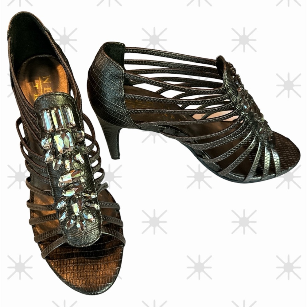 New York Transit Pewter-Me Jeweled Heels